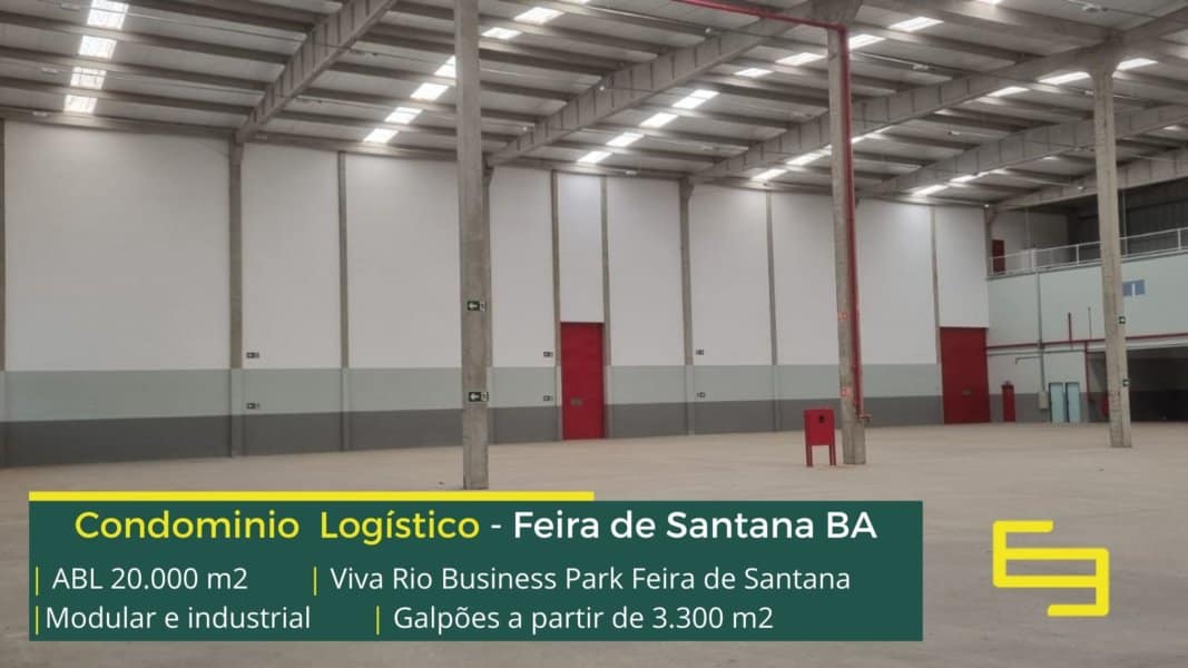 Galpão em Feira de Santana BA - Viva Rio Business Park. Galpões/Armazens/Cds para alugar na Bahia com docas e pé direito de 12 metros.