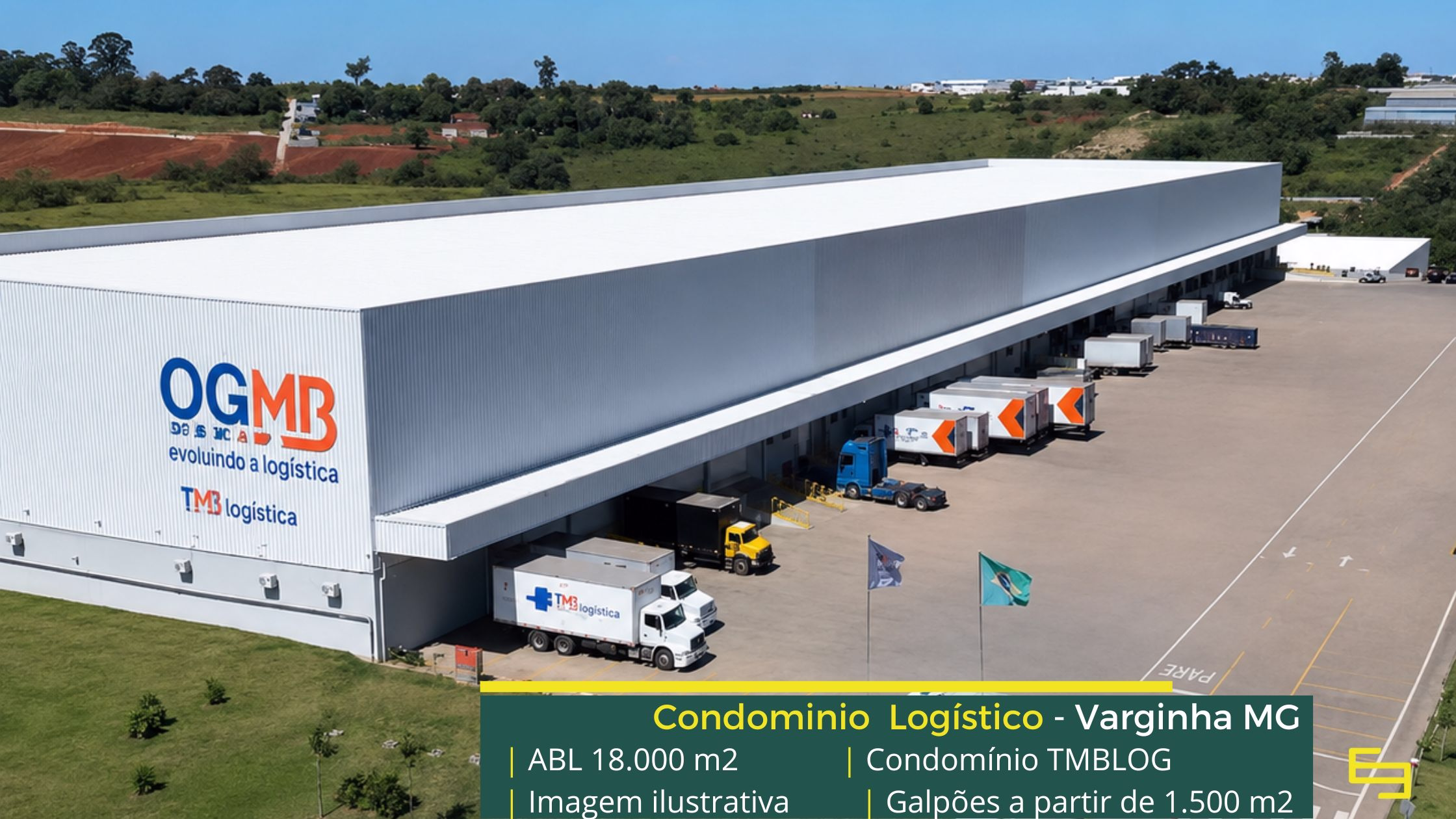 Galpão logístico para alugar em Varginha Minas Gerais (1) Aluguel de galpão em Varginha MG - Condomínio logístico TBM LOG. Galpões/Armazens/Condomínios logísticos e industriais para alugar em Varginha