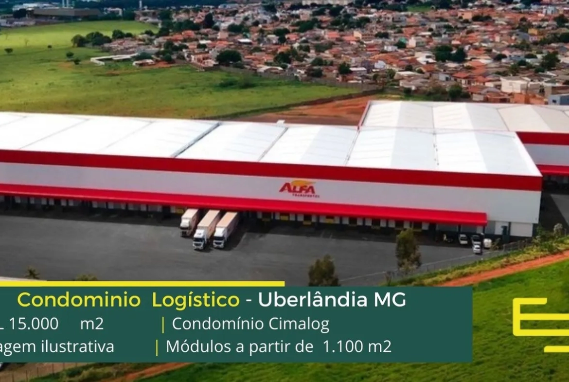 Galpão para alugar em Uberlândia MG - Condomínio Cimalog. Condomínio logístico com portaria 24 horas e galpões modulares com docas