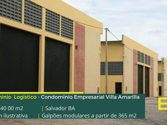 Galpão em Salvador BA - Condomínio Empresarial Villa Amarilla. Aluguel de galpões em condomínio. Altura de 7 metros. Portaria 24 horas