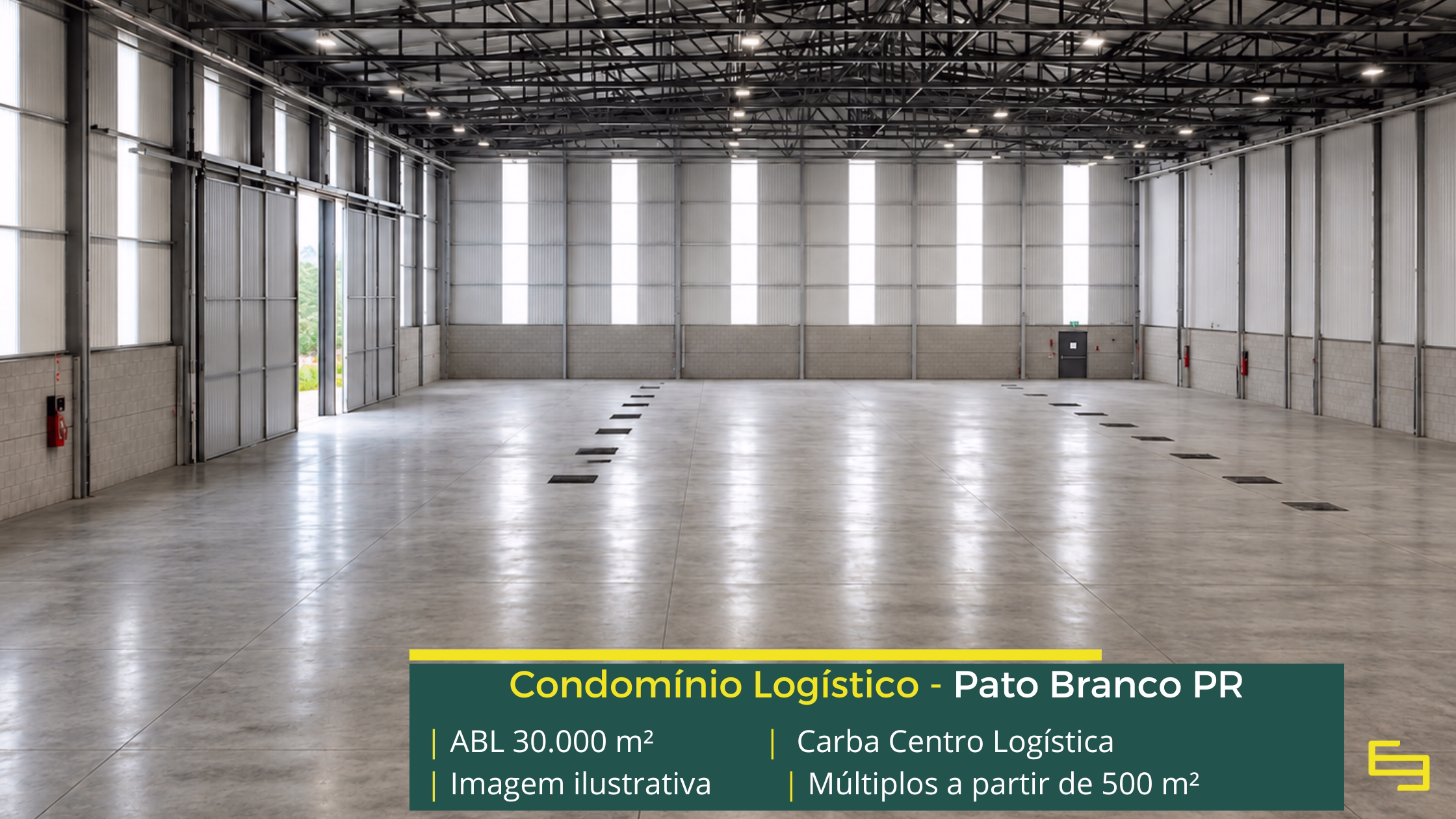 Carba Logística Pato Branco: galpão para alugar em Pato Branco PR a partir de 500 m², com pé-direito de até 12 m, docas e acesso à BR-158.