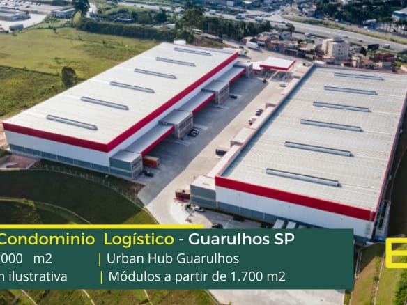 Galpão Locação Guarulhos - Urban Hub Guarulhos. Aluguel de Galpões em Guarulhos em condomínio logístico com docas, segurança 24 horas.
