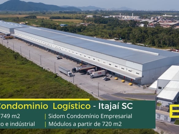 Aluguel Galpão em Itajaí - Sidom Condomínio Empresarial. Galpões em Itajaí SC com portaria e segurança 24 horas, docas, altura de 12 metros