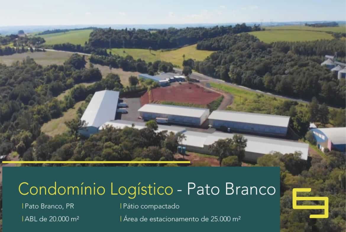 Locação de galpão em Pato Branco - Carba Centro Logística. Galpões em Pato Branco PR com docas, amplo pátio de manobras, portaria