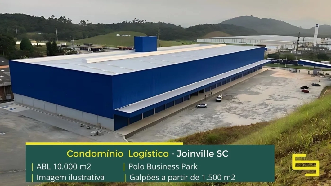 Galpão para aluguel em Joinville SC - Polo Business Park. Galpões a partir de 1500 m2, com docas, altura de 12 metros, piso industrial.