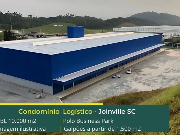 Galpão para aluguel em Joinville SC - Polo Business Park. Galpões a partir de 1500 m2, com docas, altura de 12 metros, piso industrial.