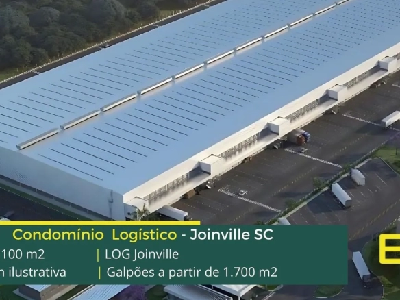 Aluguel de Galpão em Joinville - LOG Joinville. Galpões com docas, portaria e segurança, altura de 12 metros, piso industrial e pátio