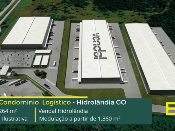 Locação de Galpões em Hidrolândia – Condomínio Vendal. Galpão para alugar em Hidrolândia em condomínio com portaria e segurança e docas