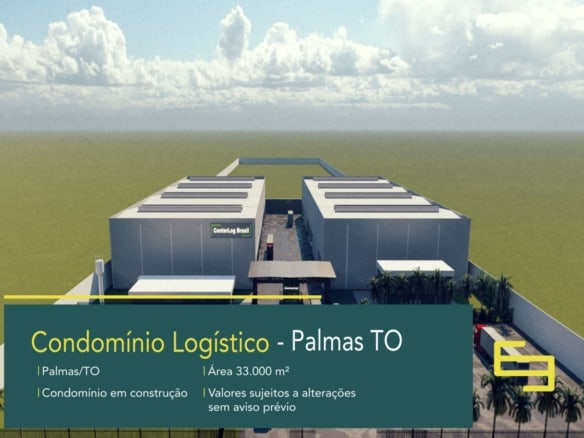 Galpão para alugar em Palmas TO - CenterLog Brasil. Galpões em Palmas TO para alugar com 2 docas por módulo e 12 metros de pé direito.