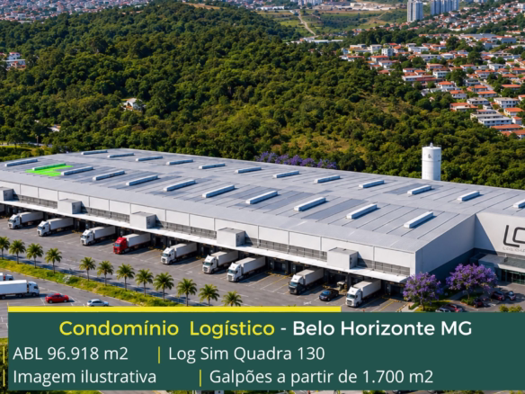 Galpão para alugar em Belo Horizonte MG - Condomínio LOG SIM. Aluguel de galpão em Belo Horizonte, com docas, altura de 12 metros e Segurança