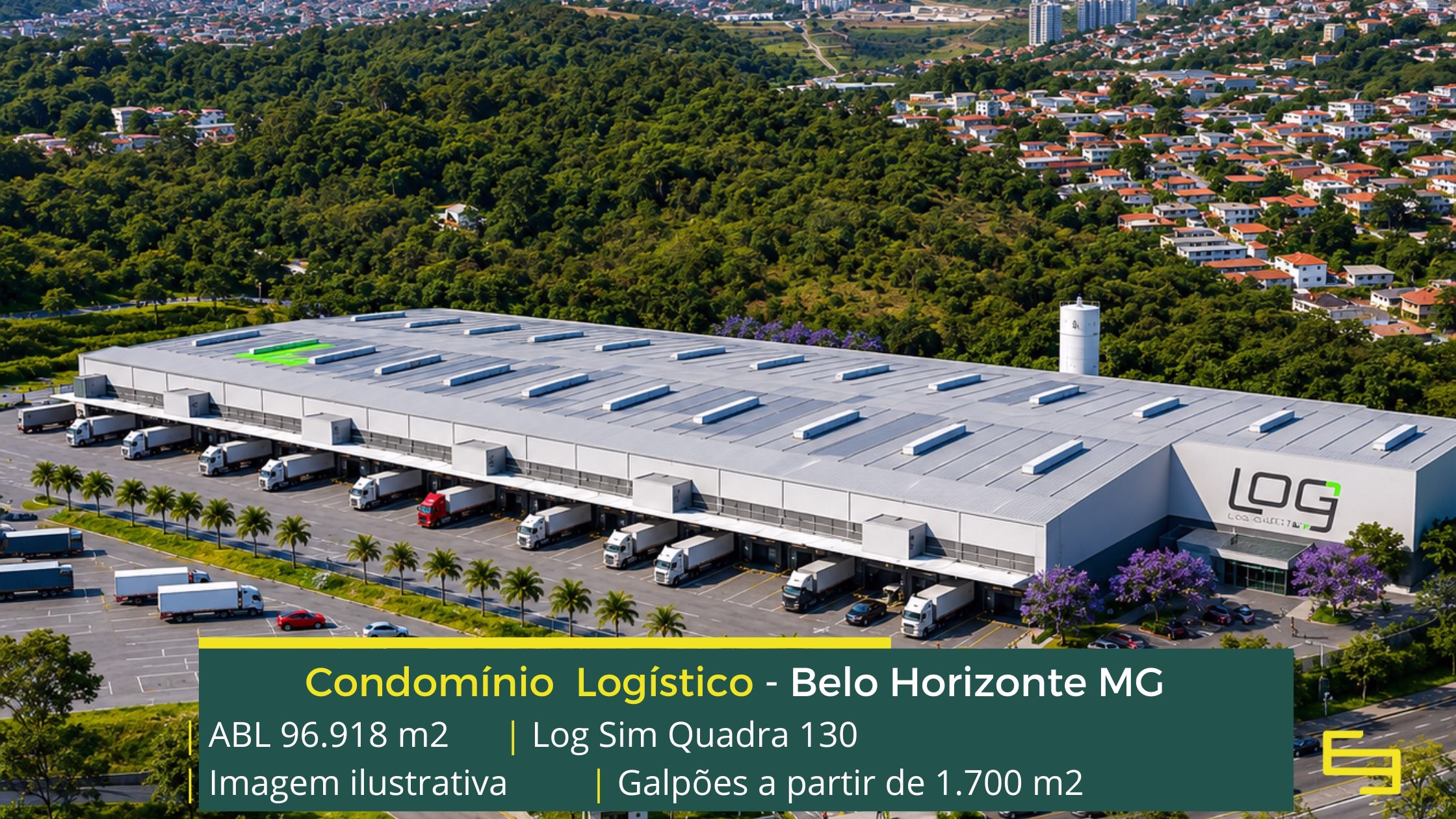 LOG Sim Quadra 130 (1) Galpão para alugar em Belo Horizonte MG - Condomínio LOG SIM. Aluguel de galpão em Belo Horizonte, com docas, altura de 12 metros e Segurança