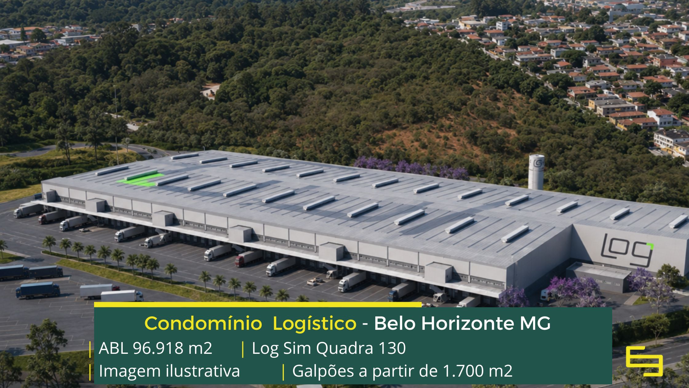 Galpão para alugar em Belo Horizonte MG - Condomínio LOG SIM. Aluguel de galpão em Belo Horizonte, com docas, altura de 12 metros e Segurança