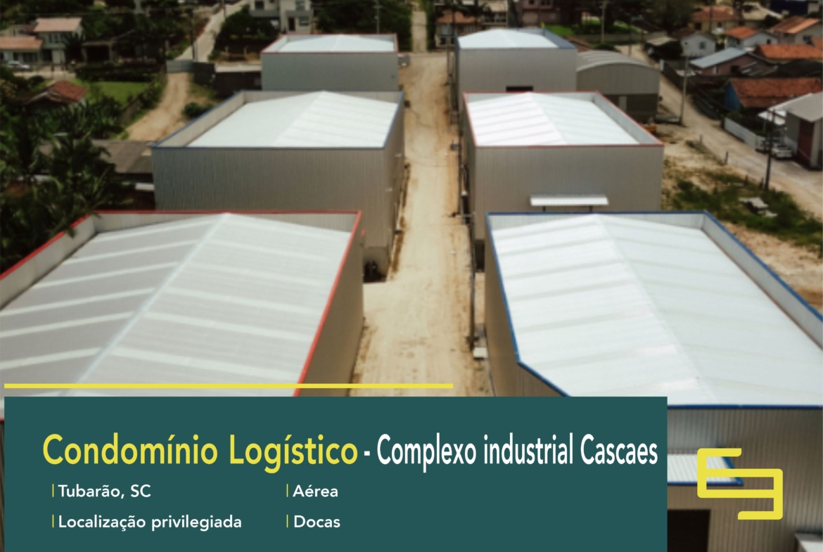 Galpão alugar em Tubarão SC - Complexo Industrial Cascaes. Galpões em Tubarão SC com docas, piso industrial, altura a partir de 6 metros