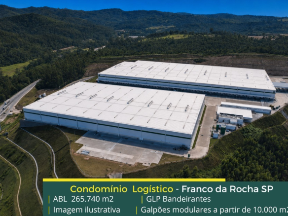 Galpão em Franco da Rocha SP - GLP Bandeirantes. Aluguel de Galpões logísticos em Franco da Rocha com doca, altura 12 metros, piso industrial