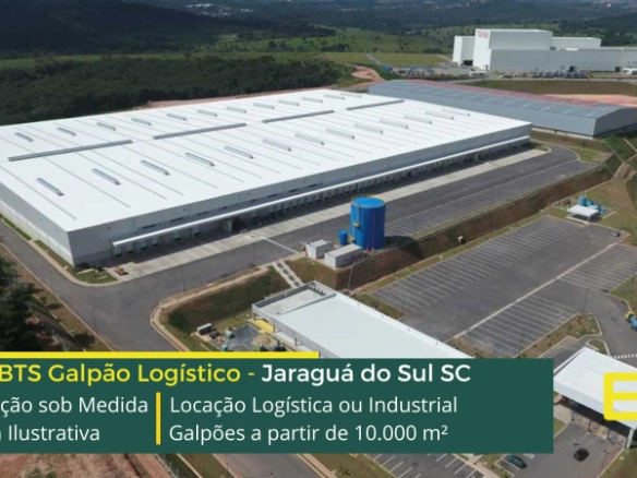 Galpão para alugar em Jaraguá do Sul - Built to Suit. Locação de galpões em Jaraguá do Sul SC com docas, mezaninos, amplo pátio asfaltado