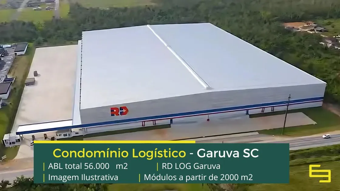 Galpão logístico em Garuva - RD LOG Garuva. Aluguel de galpão em Garuva com docas, portaria e segurança, docas e piso industrial