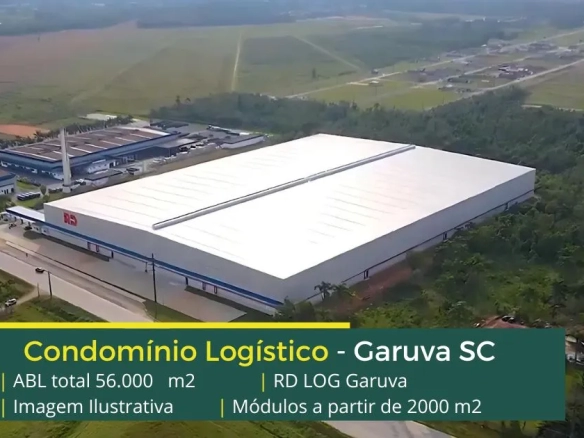 Galpão logístico em Garuva - RD LOG Garuva. Aluguel de galpão em Garuva com docas, portaria e segurança, docas e piso industrial