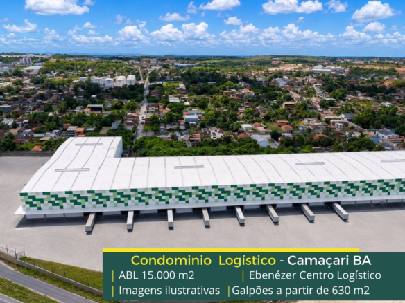 Aluguel de galpão logístico em Camaçari - Ebenézer Centro Logístico. Portaria e segurança 24 horas, galpões com docas, piso industrial