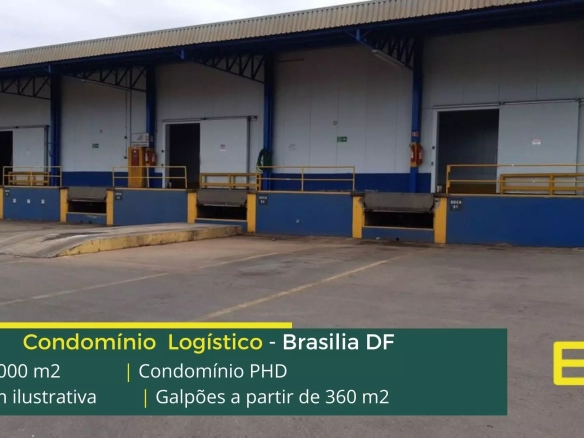 Galpão logístico para alugar em Brasília DF - Condomínio PHD. Portaria e segurança, pátio, docas, piso industrial e ótima localização
