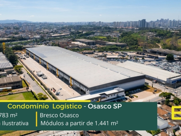 Galpão em condomínio em Osasco - Bresco Osasco. Galpões em Osasco SP com 12 metros de altura, docas, estacionamento, pátio e portaria 24 hs