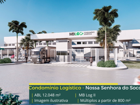 MB Log II Sergipe, condomínio logístico classe AAA em Nossa Senhora do Socorro, com 12.048 m² construídos, docas e área para expansão.