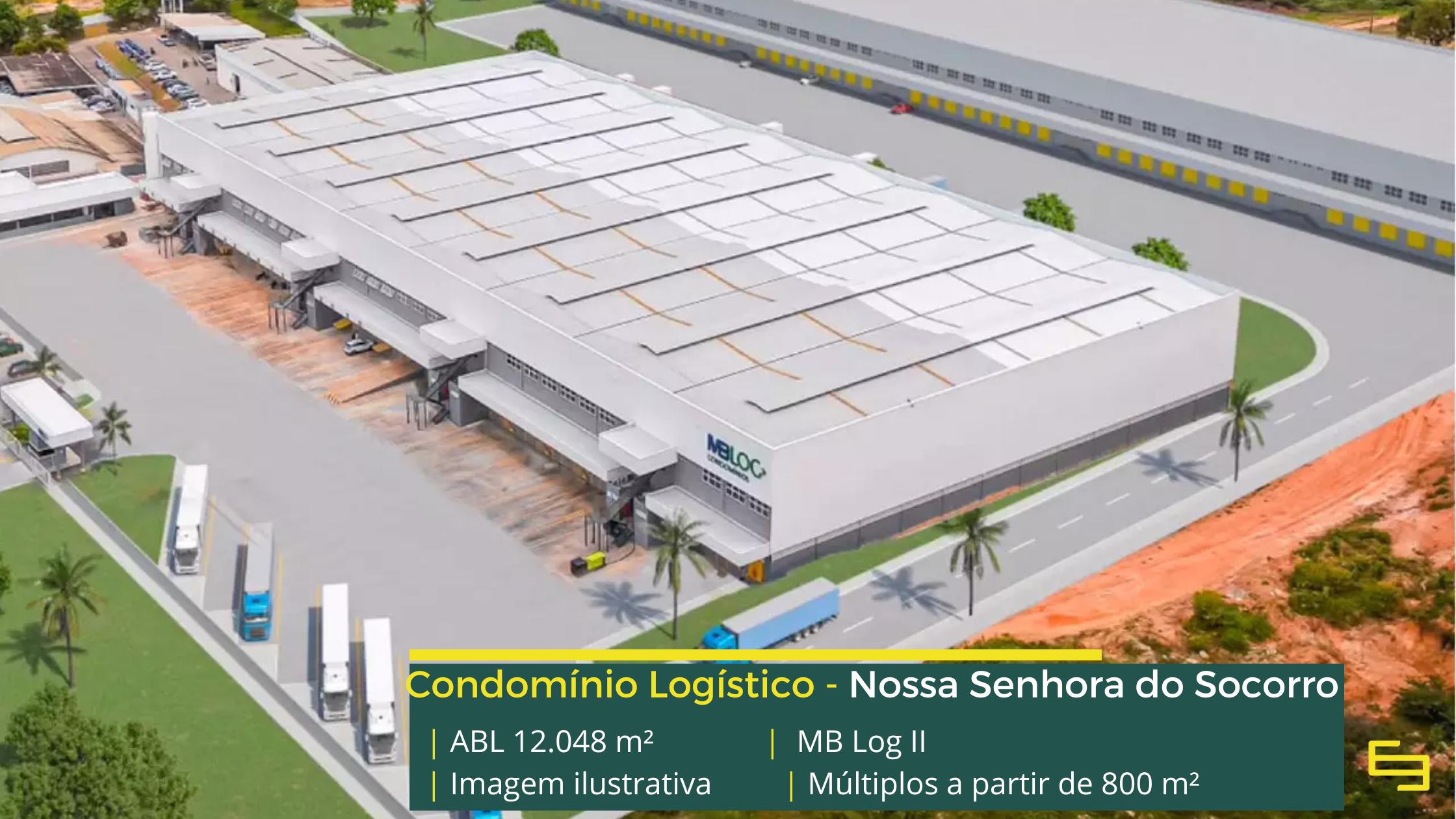 MB Log II Sergipe, condomínio logístico classe AAA em Nossa Senhora do Socorro, com 12.048 m² construídos, docas e área para expansão.