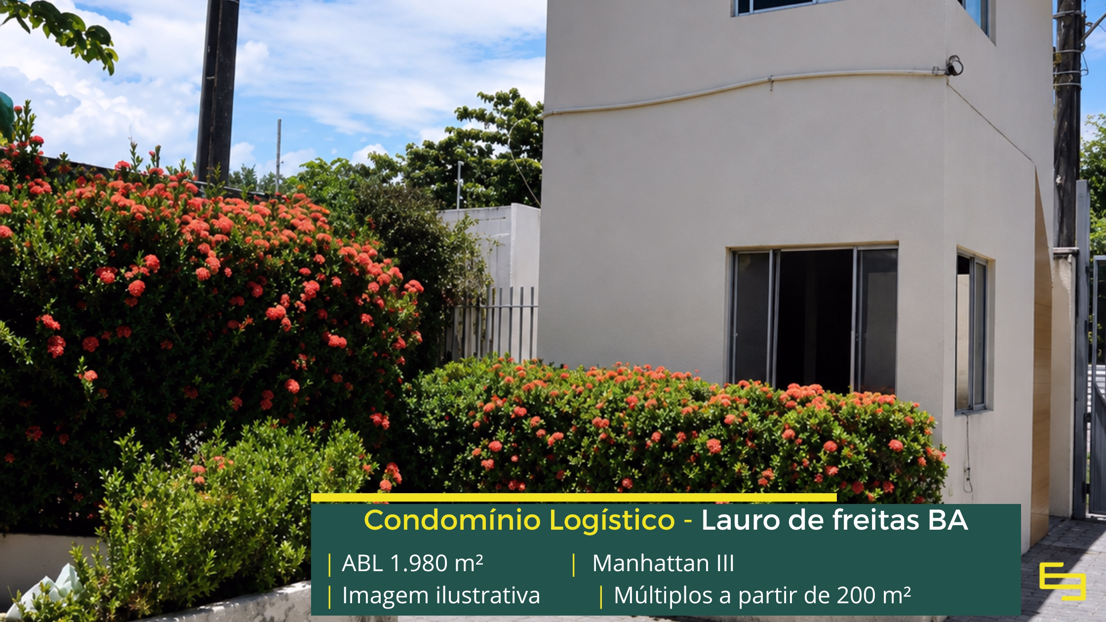 Galpão Manhattan III em Lauro de Freitas BA, com módulos a partir de 200 m², piso de 3 t/m², acesso para caminhões e estrutura empresarial.