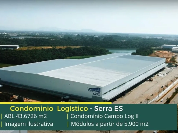 Galpão para alugar em Serra - Campo Log II. Condomínio logístico com portaria e segurança 24 horas, galpões com docas, piso industrial