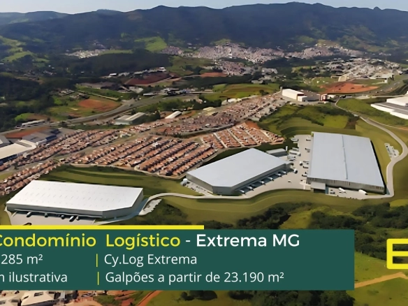 Galpões Para Alugar em Extrema MG - Cy.Log Extrema. Aluguel de galpão em Extrema com 12 metros de pé direito, docas e sistema de segurança