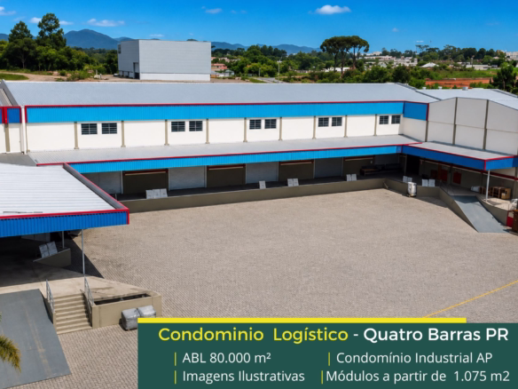 Aluguel de galpão em Quatro Barras - Condomínio Industrial AP. Galpões em Quatro Barras PR com portaria e segurança, módulos com docas e patio