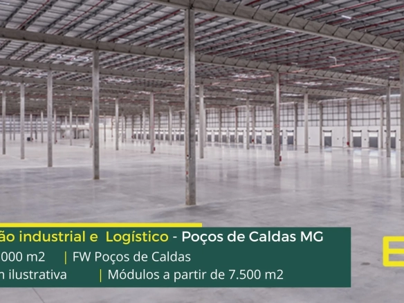Aluguel de galpões em Poços de Caldas MG. FW Poços de Caldas. Condomínio logístico, com docas, altura 12 metros, portaria e segurança 24 hs