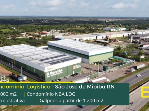 Aluguel de galpões em São José de Mipibu RN - NBA LOG. Galpão em condomínio logístico para alugar com docas, piso industrial e portaria