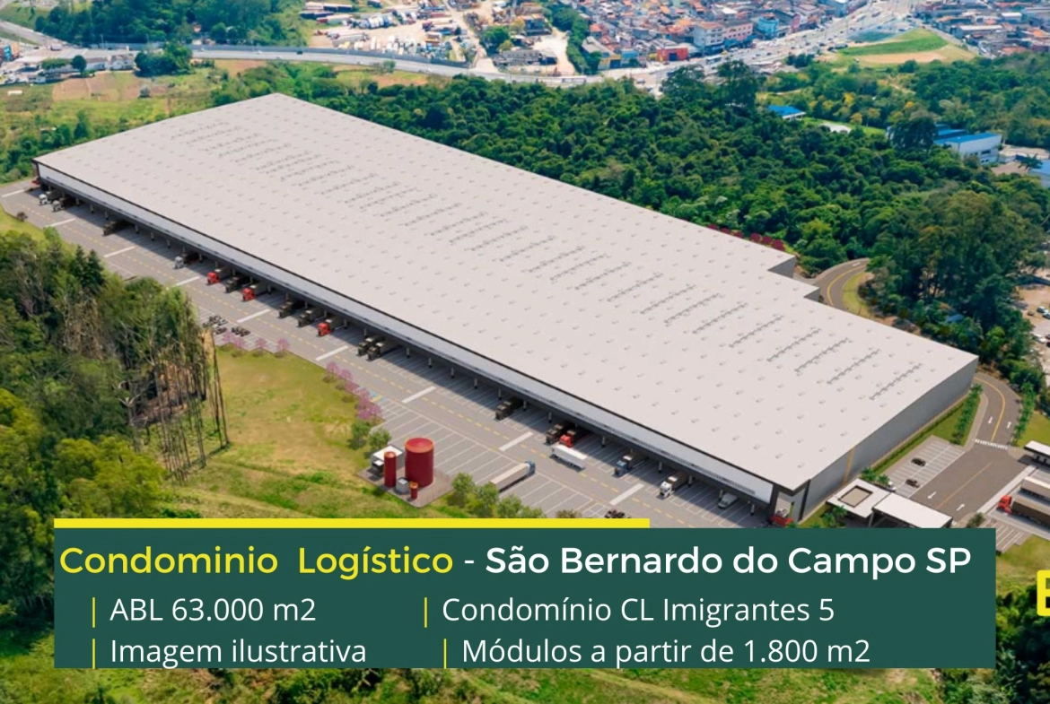 Aluguel de Galpões em São Bernardo do Campo SP - CL Imigrantes 5. Módulos a partir de 1400 m2 com docas, altura de 12 metros. Segurança 24 hs