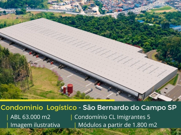 Aluguel de Galpões em São Bernardo do Campo SP - CL Imigrantes 5. Módulos a partir de 1400 m2 com docas, altura de 12 metros. Segurança 24 hs