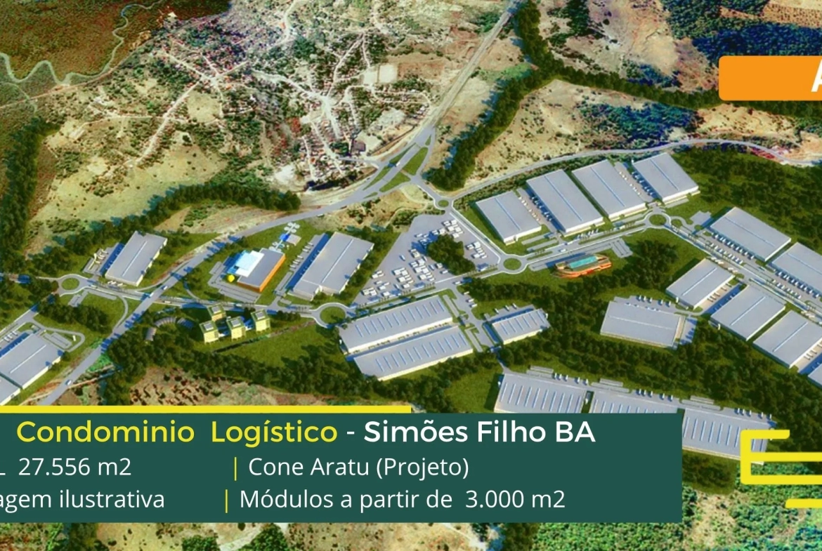 Galpões Para Alugar em Simões Filho - Condomínio Cone Aratu. Aluguel de galpão em Simões Filho, com docas, pátio de manobras e segurança