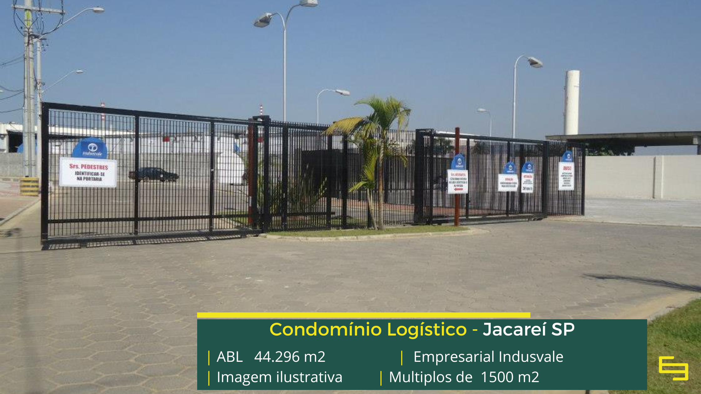 Locação de galpão em Jacareí - Condomínio Indusvale. Galpões em Jacareí SP com portaria e segurança, docas, piso industrial e portaria 24 hs