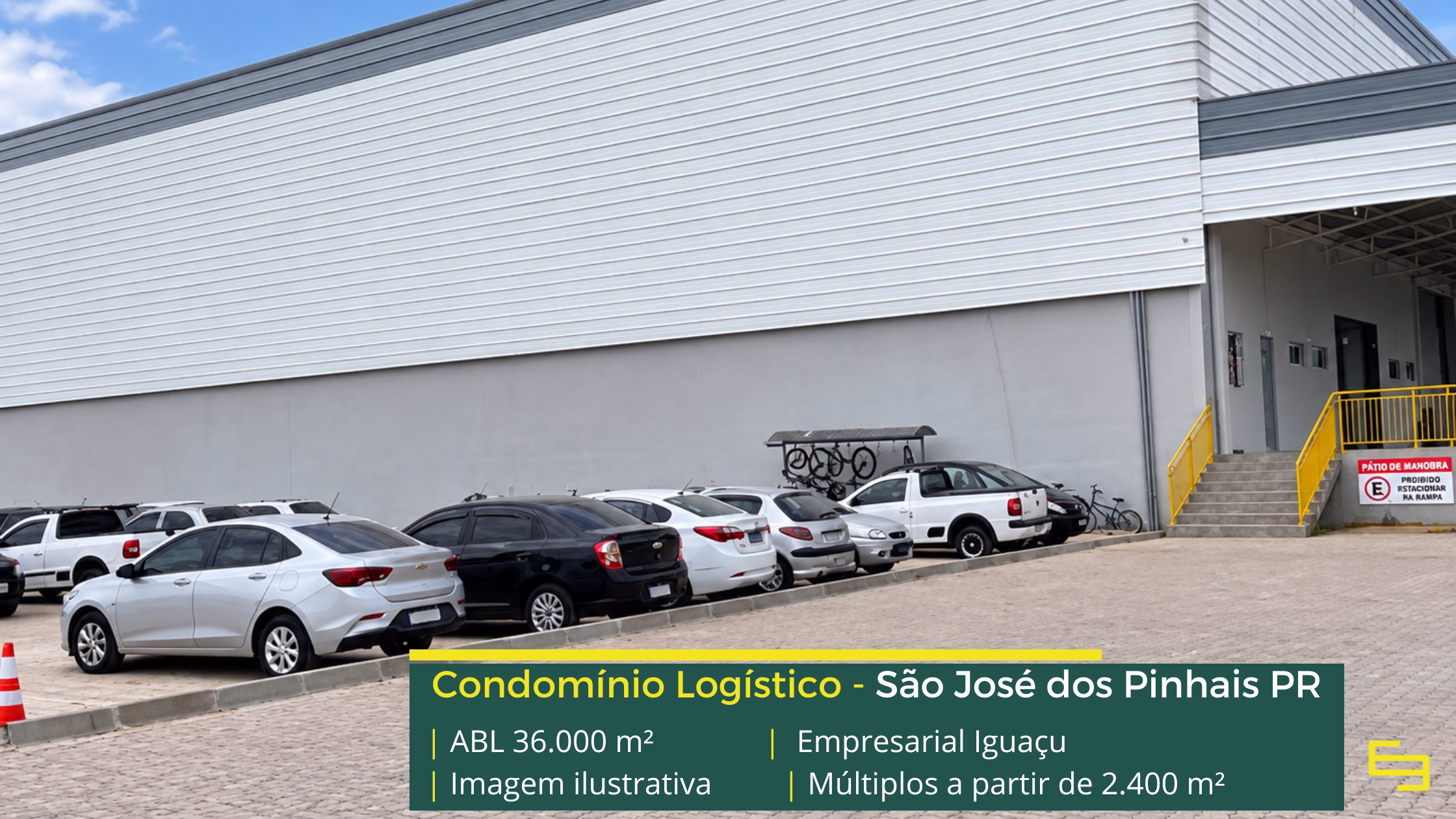 Galpão em São José dos Pinhais PR Condomínio Empresarial Iguaçu em São José dos Pinhais PR, com galpões a partir de 2.400 m², pé-direito de 12 m e docas elevadas.