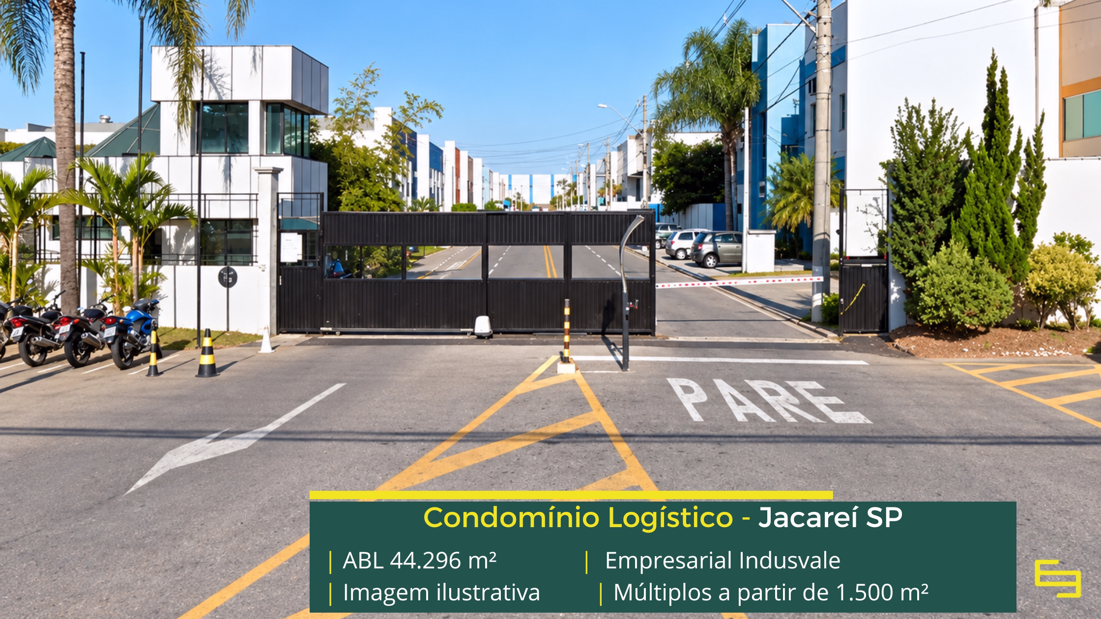 Galpão em Jacareí SP Indusvale Jacareí: galpão em Jacareí com módulos a partir de 1.500 m², pé-direito de 9 m, piso para 6 t/m² e docas.