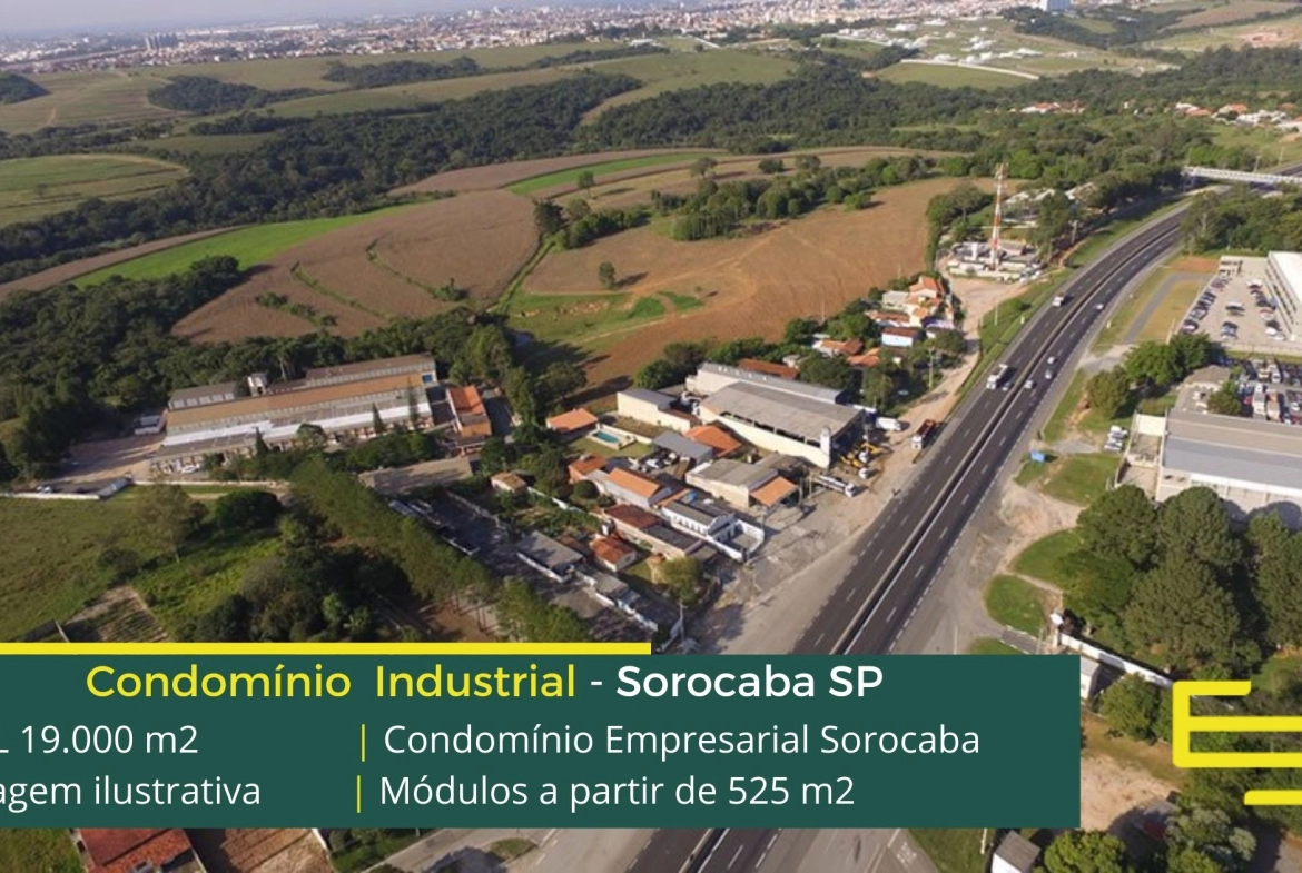 Aluguel de galpão industrial em Sorocaba em condomínio com fácil acesso a Rodovia Raposo Tavares e as cidades de Itu e São Roque