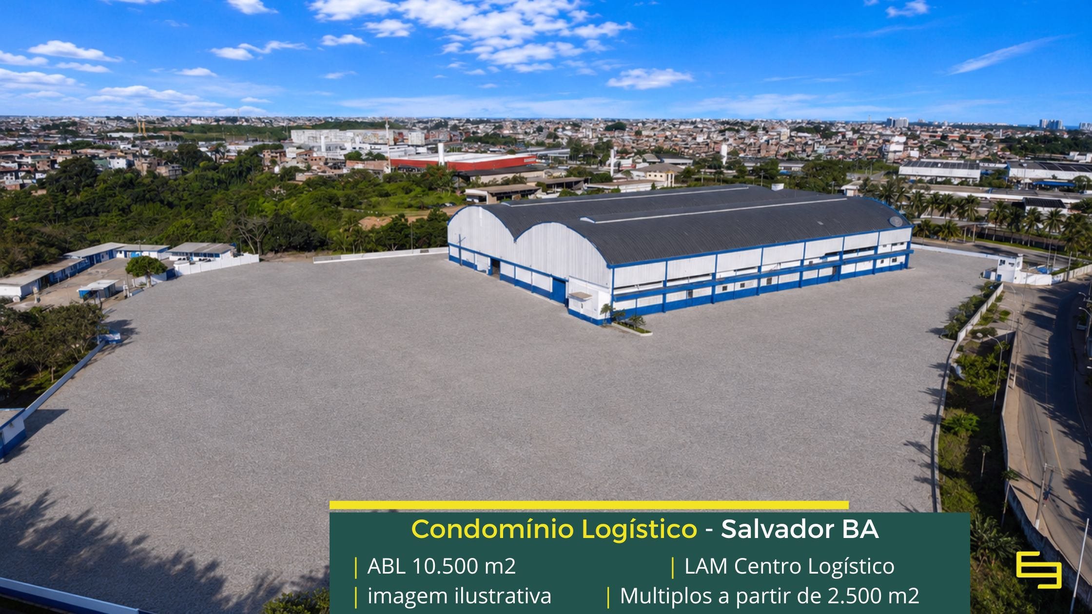 Condomínio de galpão em Salvador - LAM Centro Logístico. Galpões para alugar Salvador BA, com portaria e segurança, docas e amplo pátio