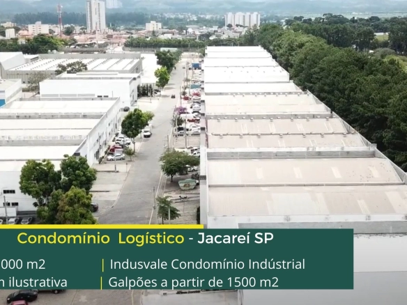 Locação de galpão em Jacareí - Condomínio Indusvale. Galpões em Jacareí SP com portaria e segurança, docas, piso industrial e portaria 24 hs