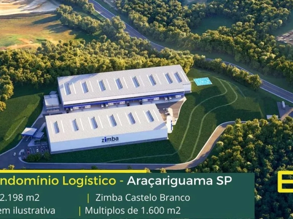 Aluguel de galpão em Araçariguama SP - Zimba Castelo Branco. Condomínio logístico com portaria e segurança. Galpões com docas, altura de 12 m