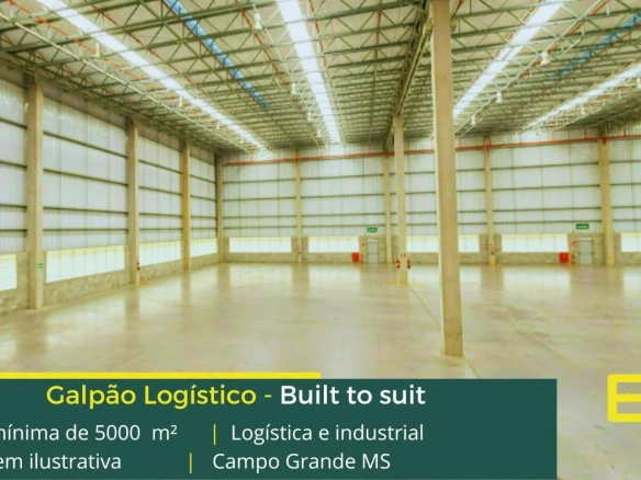 Aluguel de galpão logístico em Campo Grande MS - Built to Suit. Galpões para uso logístico, com altura de 12 metros, docas, piso industrial