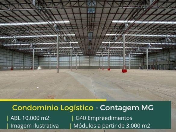 Galpão logístico para locação em Contagem MG. G40 . Aluguel de galpões com docas, altura de 12 metros, piso industrial. Portaria 24 horas.
