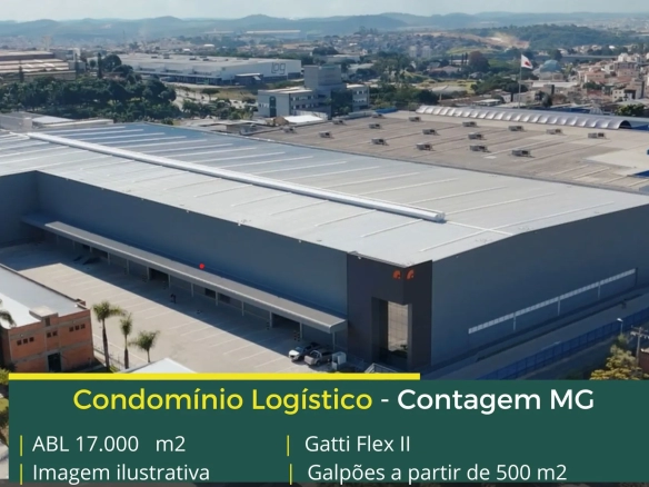 Galpão Logístico em Contagem MG - Gatti Flex II. Aluguel de galpões a partir de 500 m2, com docas, altura de 12 metros, portaria e segurança