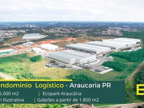 Aluguel de galpões em Araucária PR - Ecopark Araucária. Docas para carga e descarga, piso industrial e além disso, altura de 12 metros