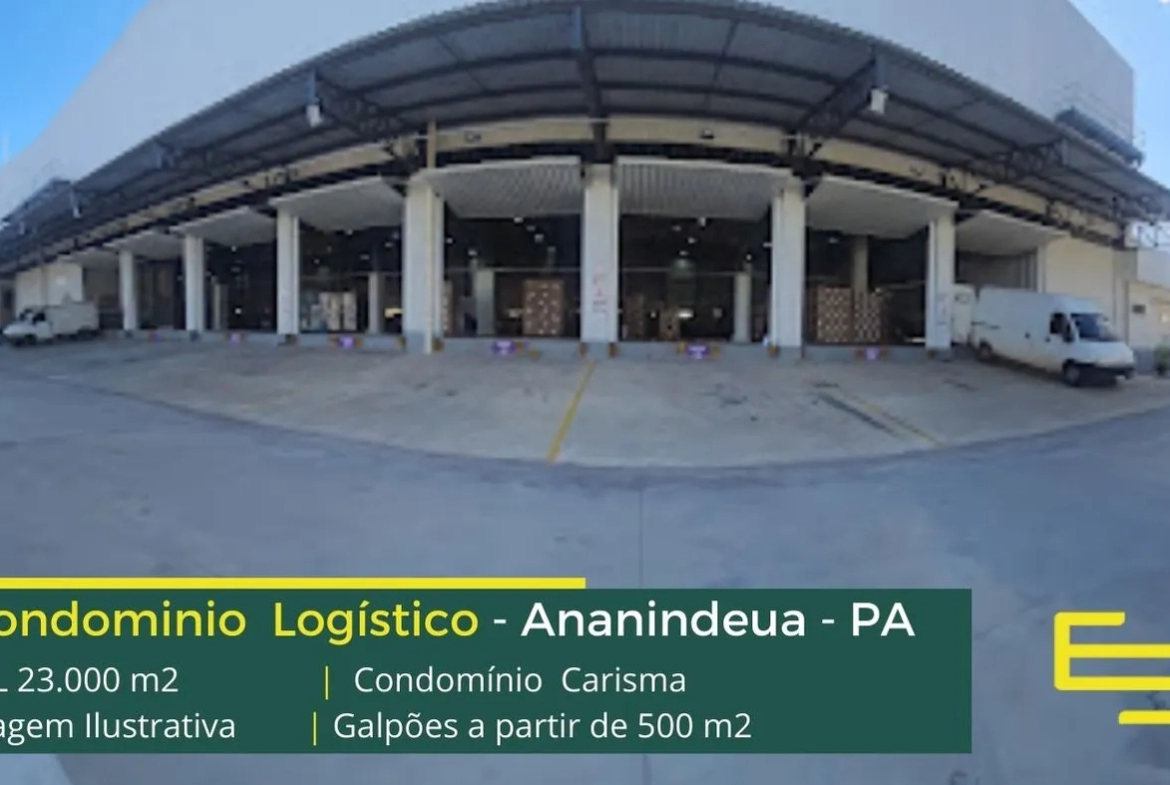 Galpão logístico para alugar em Belém PA - Condomínio Carisma. Aluguel de galpões em Ananindeua com docas, piso industrial, portaria 24 horas