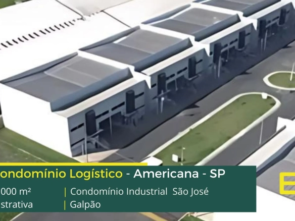 Galpão em Americana SP - Condomínio Industrial São José. Galpões em Americana para alugar em condomínio om docas, pátio e portaria 24 horas