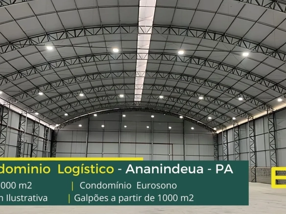 Galpão para alugar em Ananindeua - Condomínio Eurosono. Aluguel de galpões em Ananindeua com docas, altura a partir de 8 metros, amplo pátio