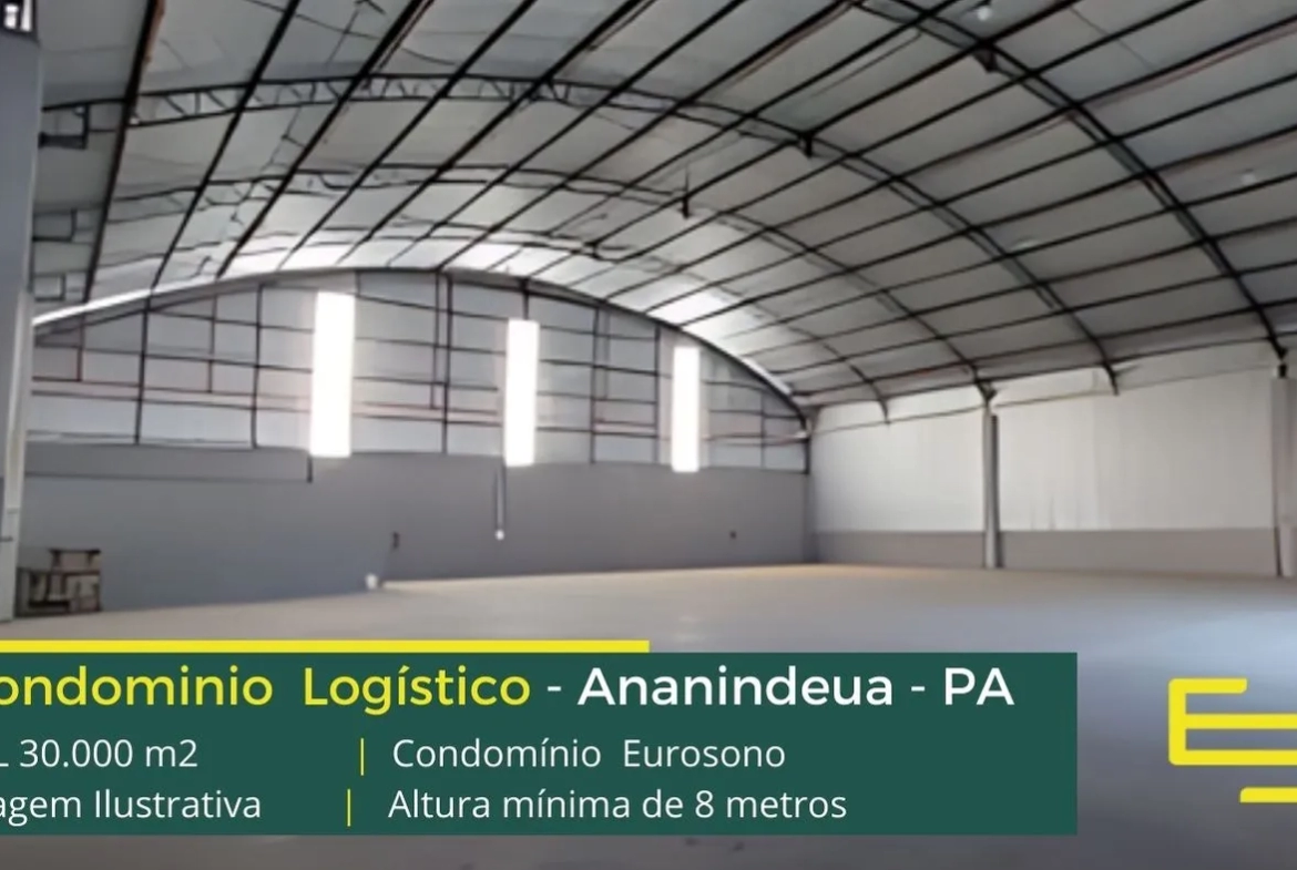 Galpão para alugar em Ananindeua - Condomínio Eurosono. Condomínio fechado de galpões com docas, altura a partir de 8 metros, amplo pátio